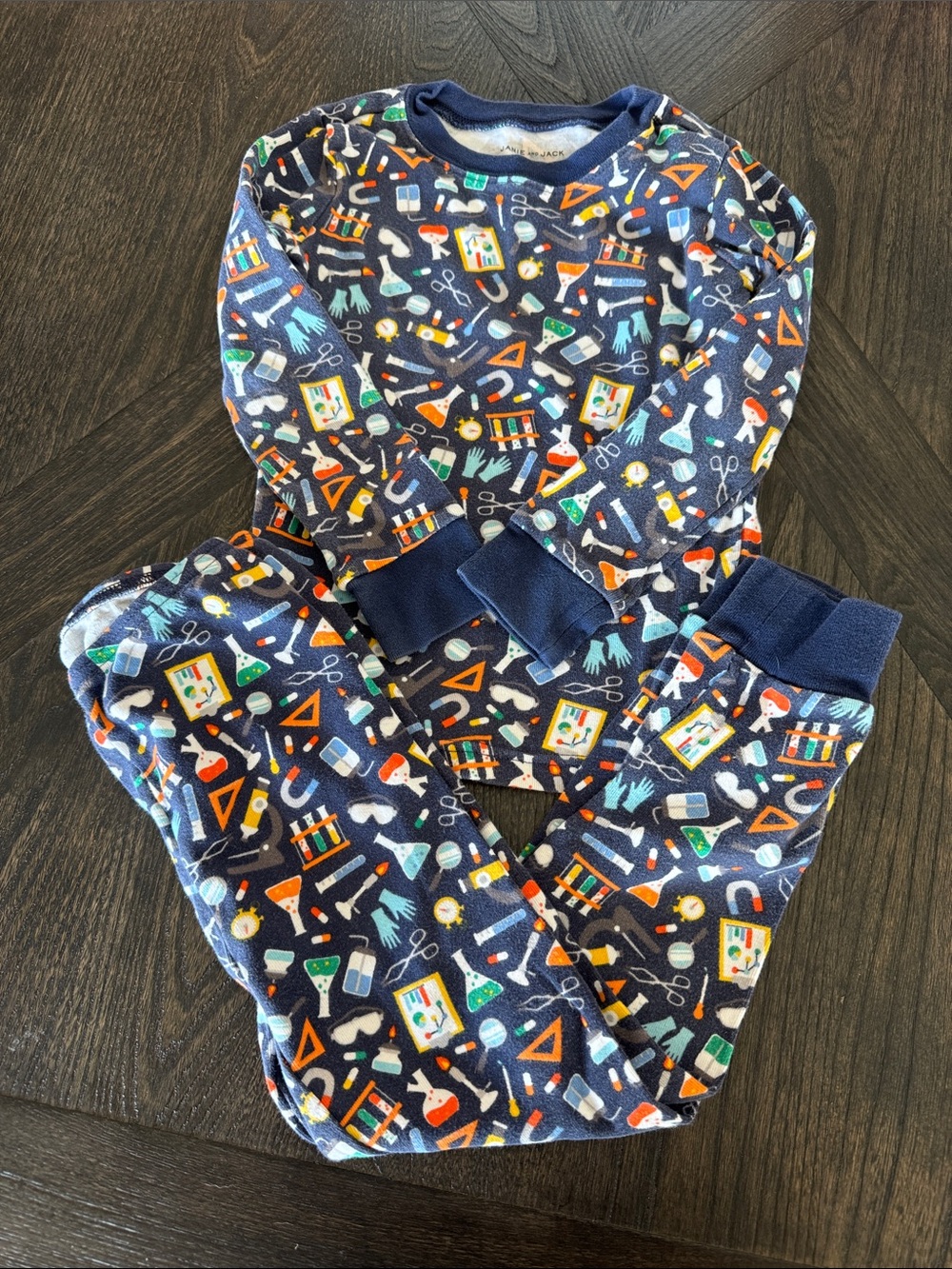 Janie and Jack Navy Blue Science Print Pajamas